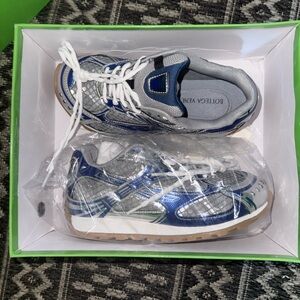 Bottega Veneta Kids Metallic Blue and Silver Sneakers